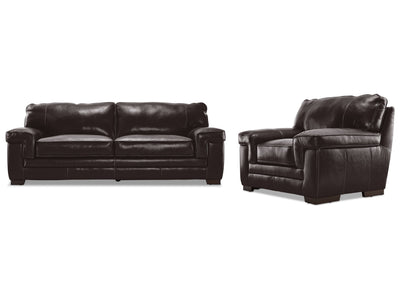 Stampede 2 Pc. Leather Living Room Package w/ Chair - Coffee