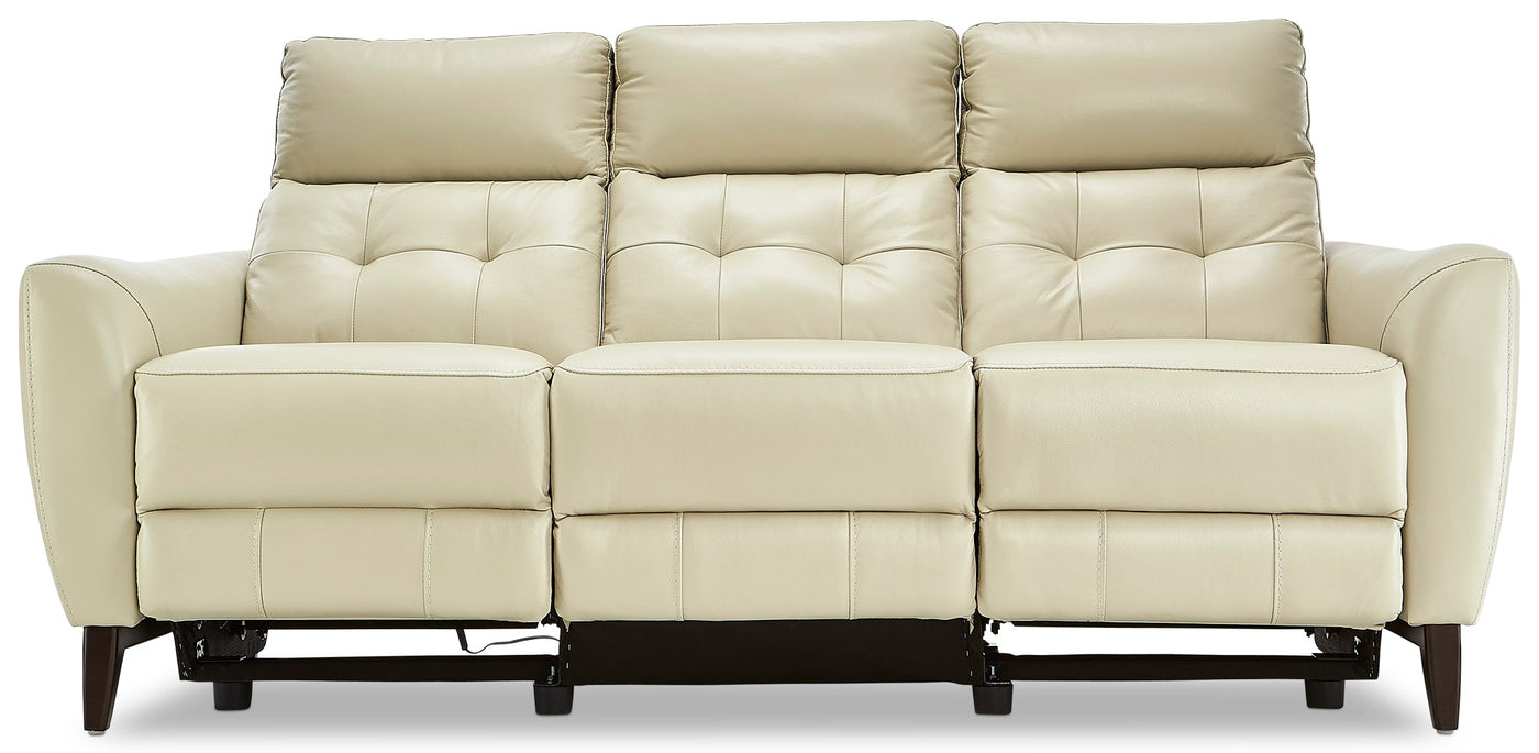 Wexner Dual Power Reclining Leather Sofa - Colby Stone