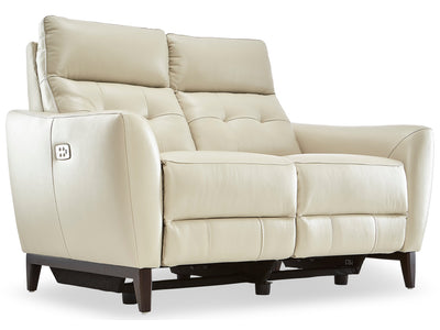 Wexner Dual Power Reclining Leather Loveseat - Colby Stone