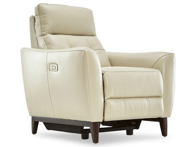 Wexner Dual Power Leather Recliner - Colby Stone