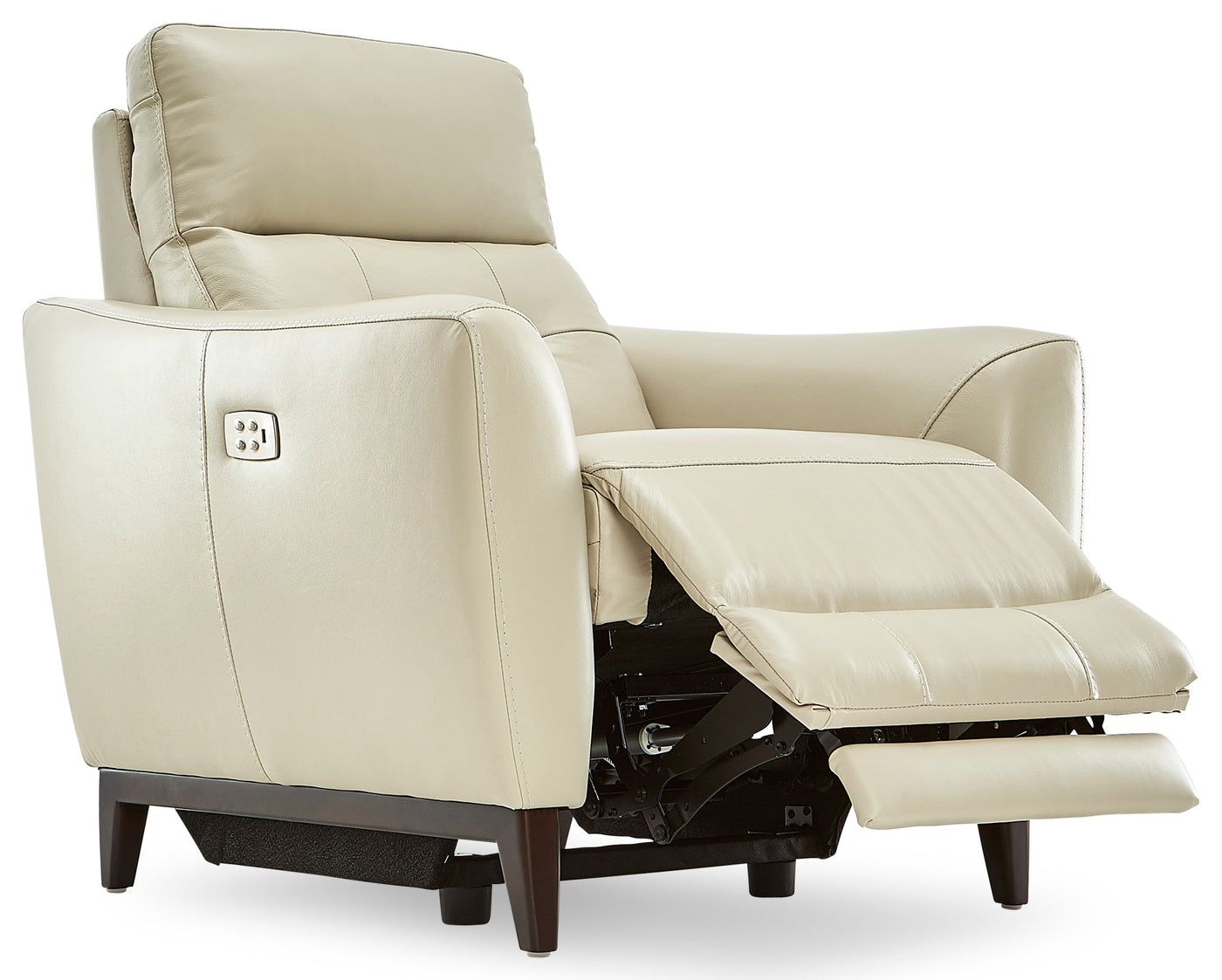 Wexner Dual Power Leather Recliner - Colby Stone
