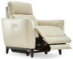 Wexner Dual Power Leather Recliner - Colby Stone