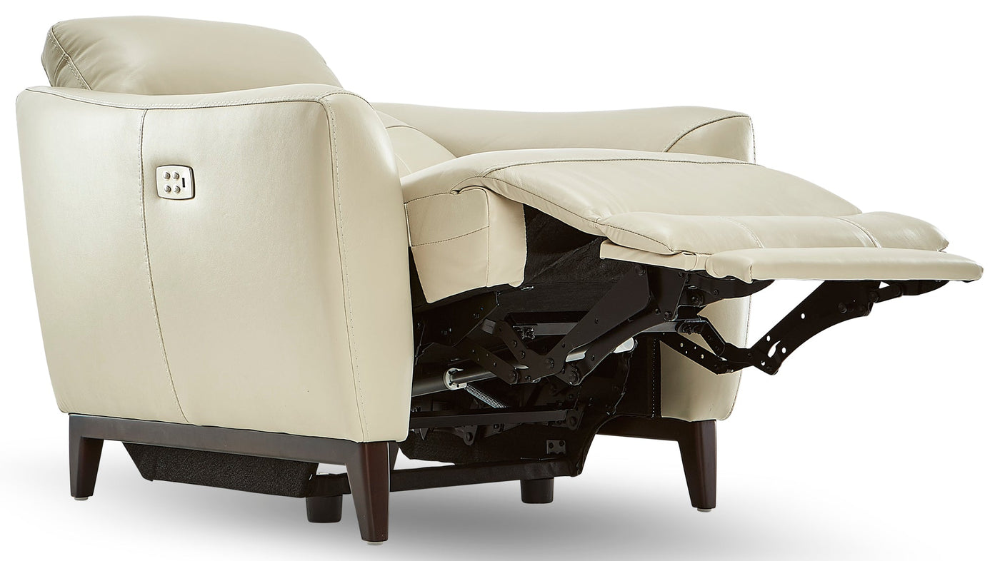 Wexner Dual Power Leather Recliner - Colby Stone