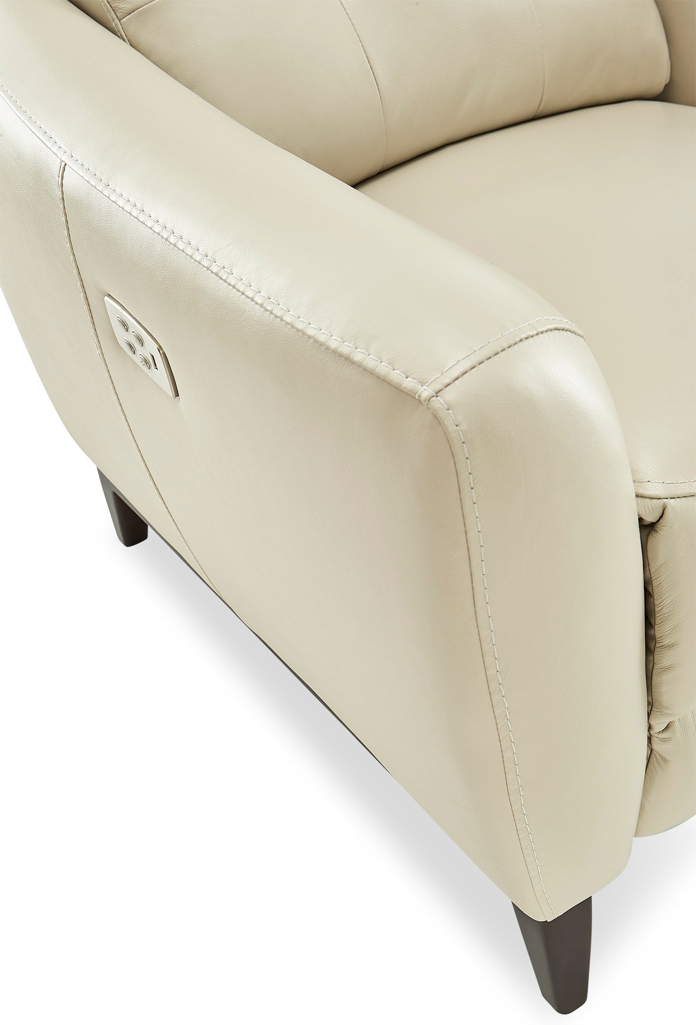 Wexner Dual Power Leather Recliner - Colby Stone