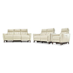 Wexner Dual Power Reclining Leather Sofa, Loveseat and Chair Set - Colby Stone