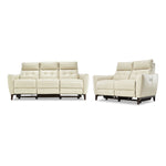Wexner Dual Power Reclining Leather Sofa and Loveseat Set - Colby Stone