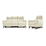 Wexner Dual Power Reclining Leather Sofa and Chair Set - Colby Stone