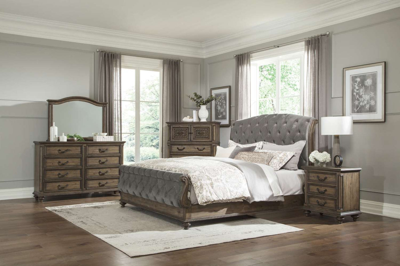 Rachelle 5-Piece King Bedroom Package - Pecan