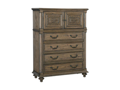 Rachelle 4 Drawer Chest with Storage Cabinet - Pecan