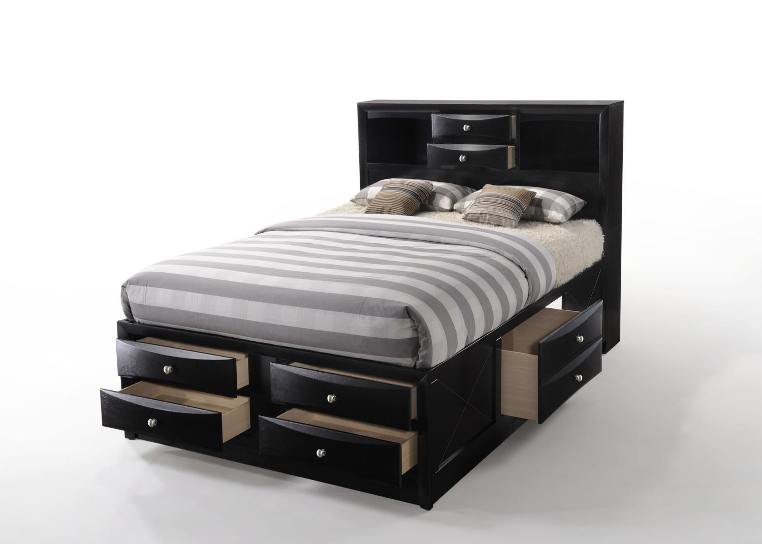 Hillary Queen Platform Storage Bed - Black