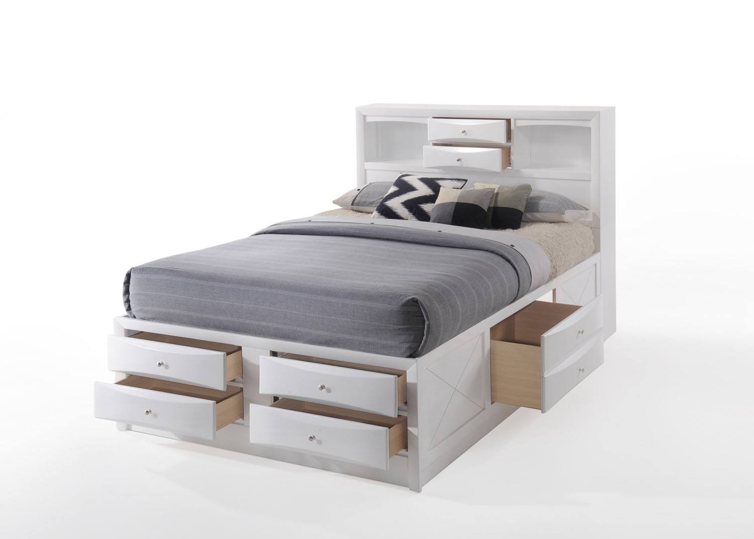 Hillary Full Platform Storage Bed - White