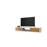 Lekedi 63" Entertainment Centre / Floating Desk – Cream / Cinnamon