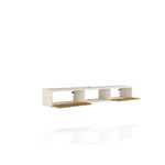 Lekedi 63" Entertainment Centre / Floating Desk – Cream / Cinnamon