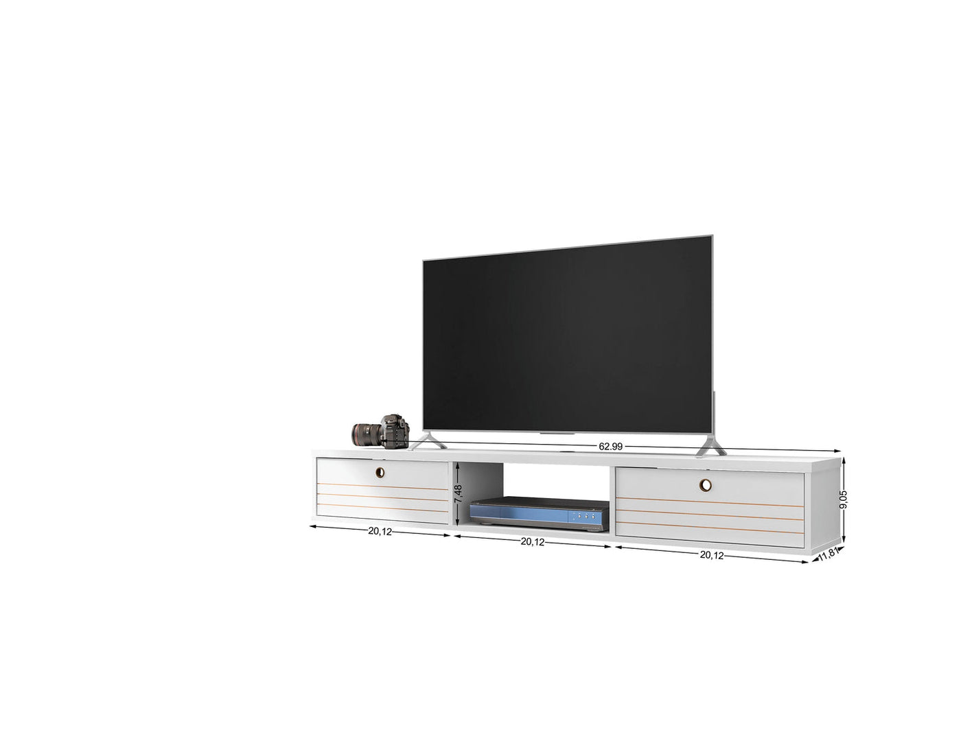 Lekedi 63" Entertainment Centre / Floating Desk – White