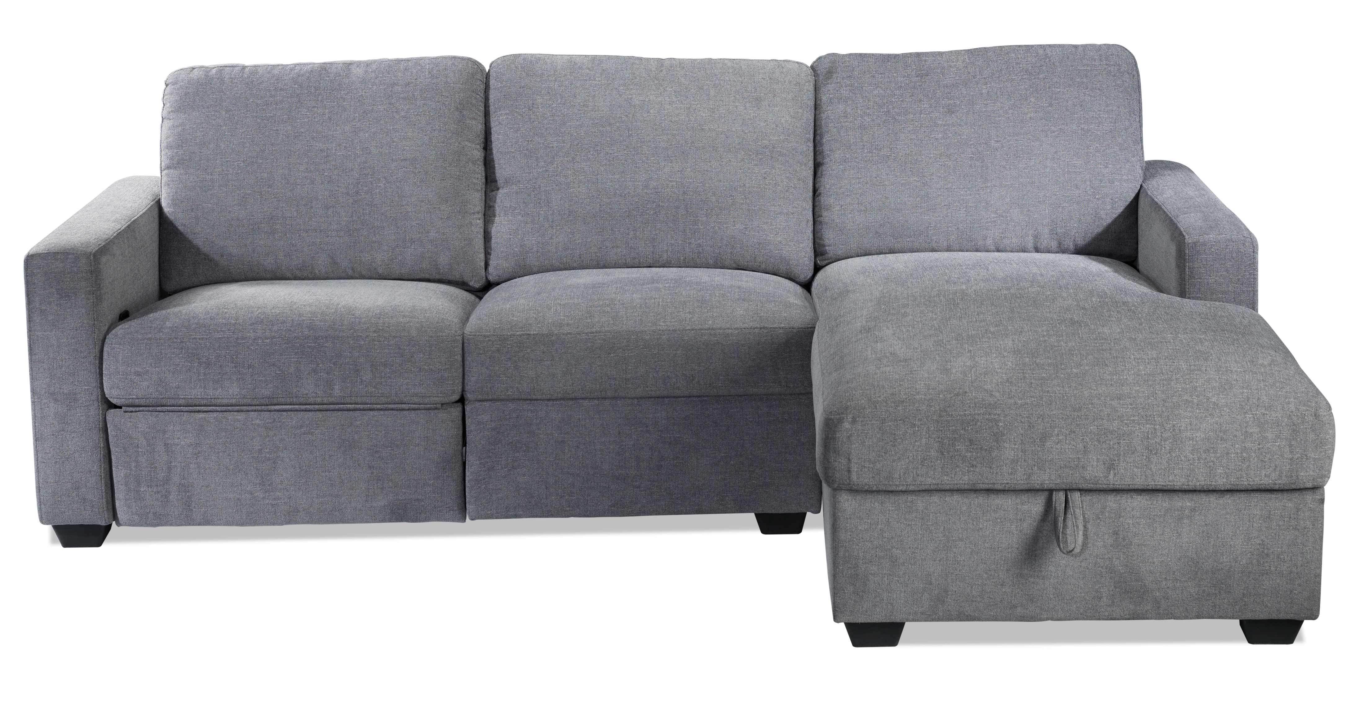 Oats 2-Piece Reclining Sectional with Storage - Grey