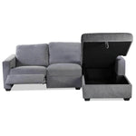 Oats 2-Piece Reclining Sectional with Storage - Grey