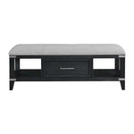 Laguna Upholstered Storage Bench - Weathered Oak, Black
