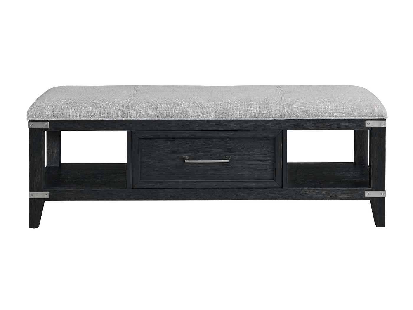 Laguna Upholstered Storage Bench - Weathered Oak, Black