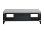 Laguna Upholstered Storage Bench - Weathered Oak, Black