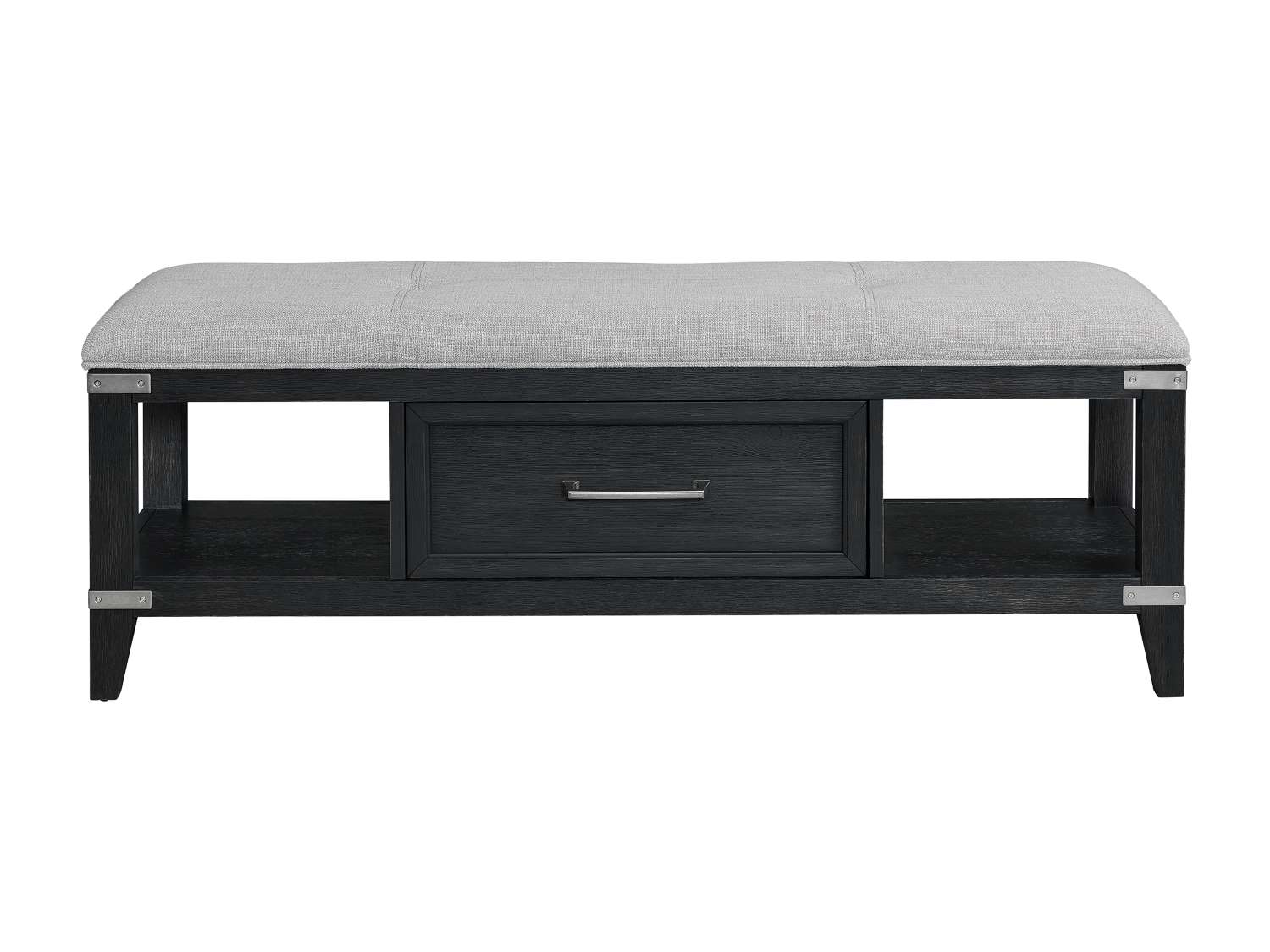 Laguna Upholstered Storage Bench - Weathered Oak, Black