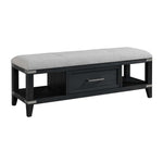 Laguna Upholstered Storage Bench - Weathered Oak, Black