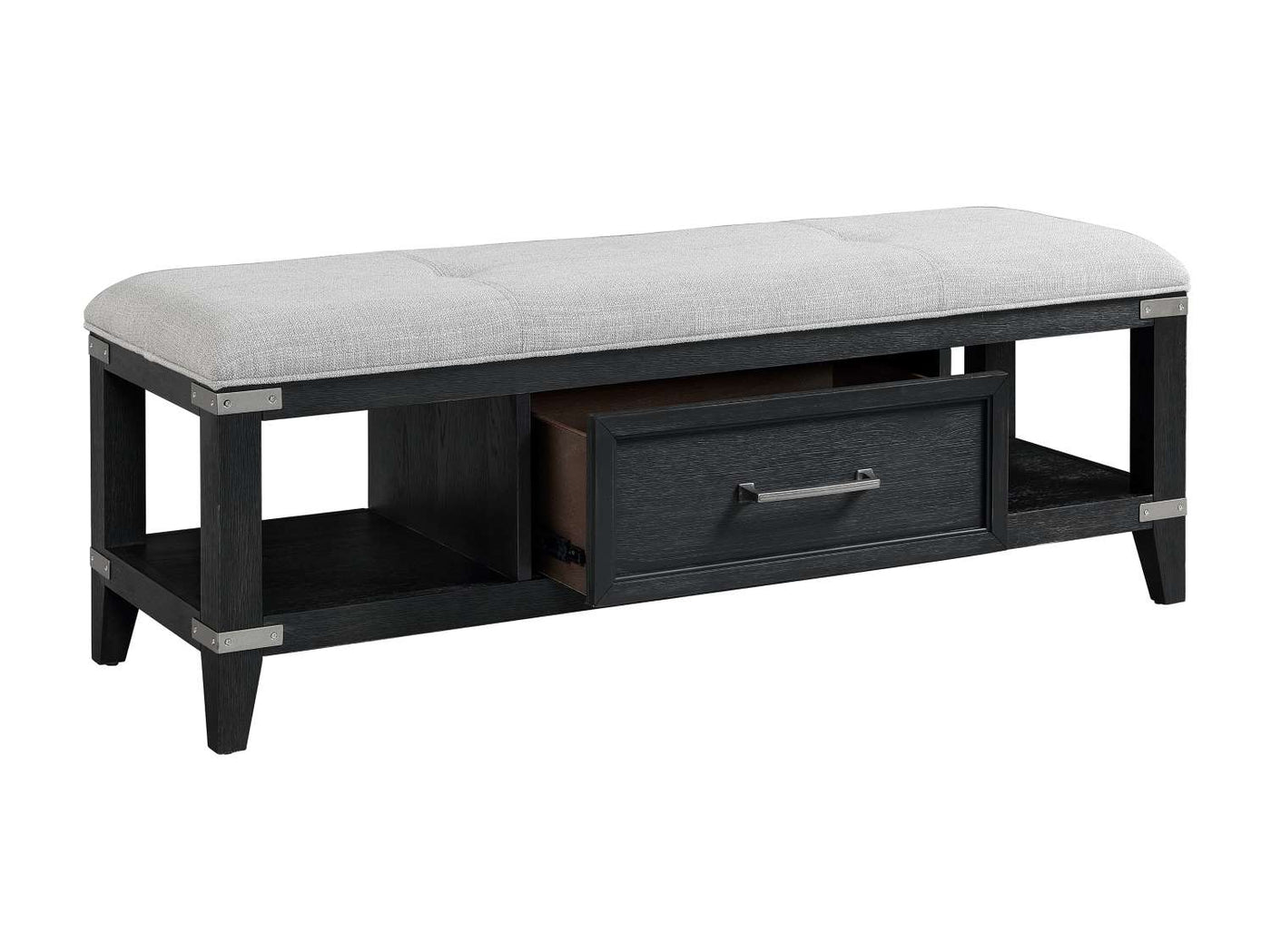 Laguna Upholstered Storage Bench - Weathered Oak, Black