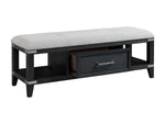 Laguna Upholstered Storage Bench - Weathered Oak, Black