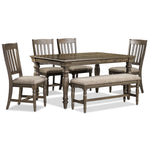 Bilboa 6-Piece Dining Room Set with Bench - Roasted Oak