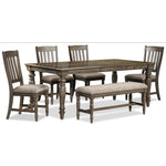 Bilboa 6-Piece Dining Room Set with Bench - Roasted Oak