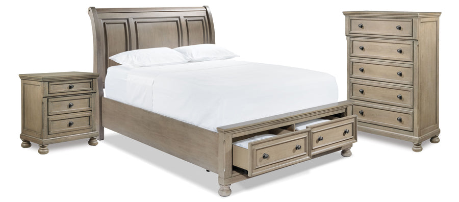 Windchester 5-Piece King storage Bedroom Set - Grey