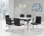 Jasmine 7-Piece Dining Set - Glass, Chrome, Dark Grey