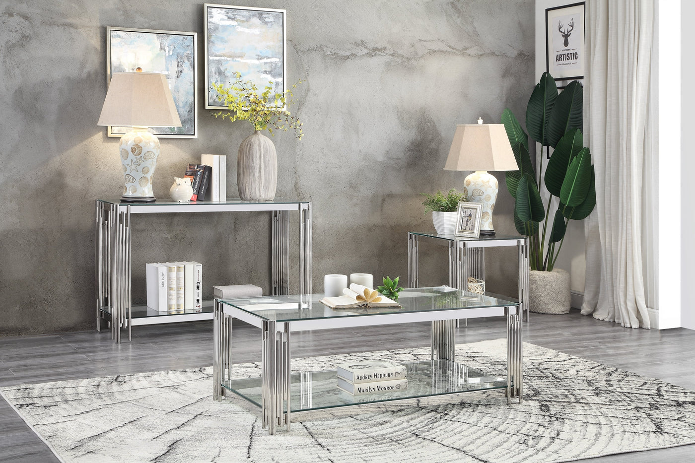 Liana Coffee Table - Glass and Stainless Steel