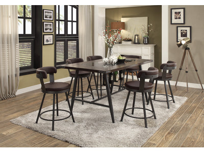 Appert 7-Piece Counter Height Dining Set - Metal, Brown