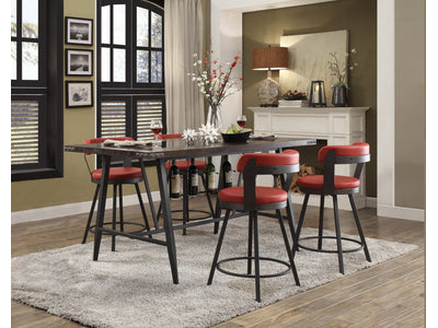 Appert 5-Piece Counter Height Dining Set - Metal, Red