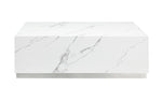 Helios Rectangle Coffee Table - White Marble and Silver