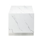 Helios End Table - White Marble and Silver