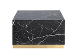 Helios 24" Square Coffee Table - Black Marble and Gold