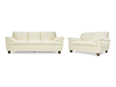 Leonardo Leather Sofa and Loveseat Set - Cream