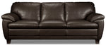 Leonardo Leather Sofa and Chair Set - Brown