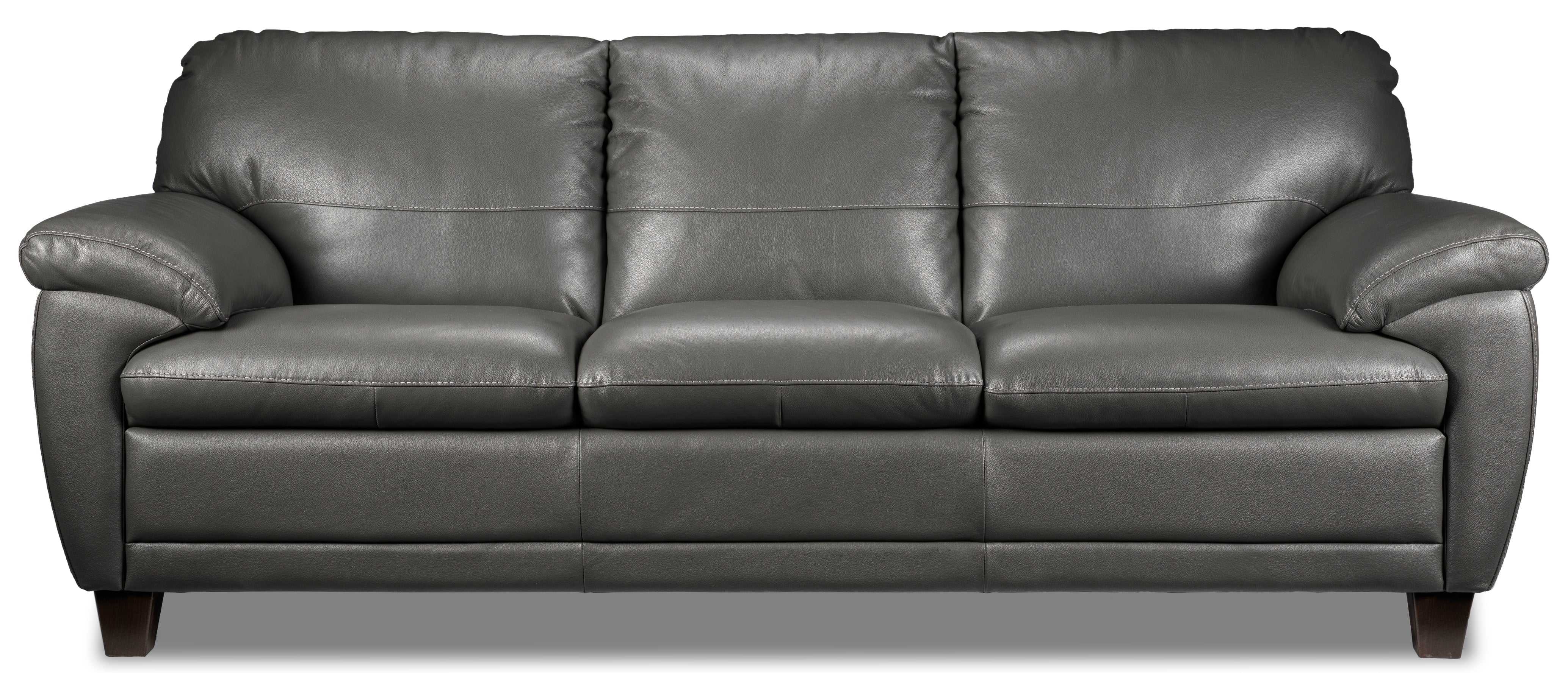 Leonardo Leather Sofa and Loveseat Set - Grey