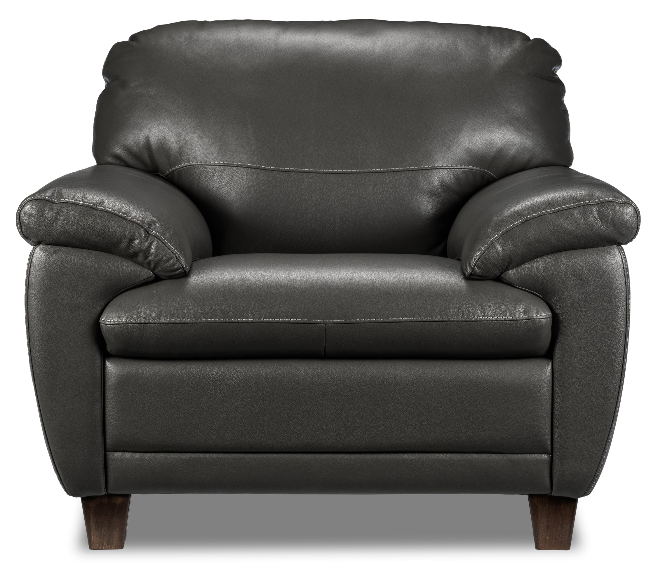 Leonardo Leather Sofa and Chair Set - Grey