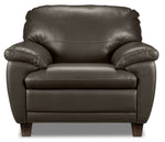 Leonardo Leather Sofa and Chair Set - Taupe