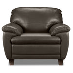 Leonardo Leather Sofa, Loveseat and Chair Set - Taupe