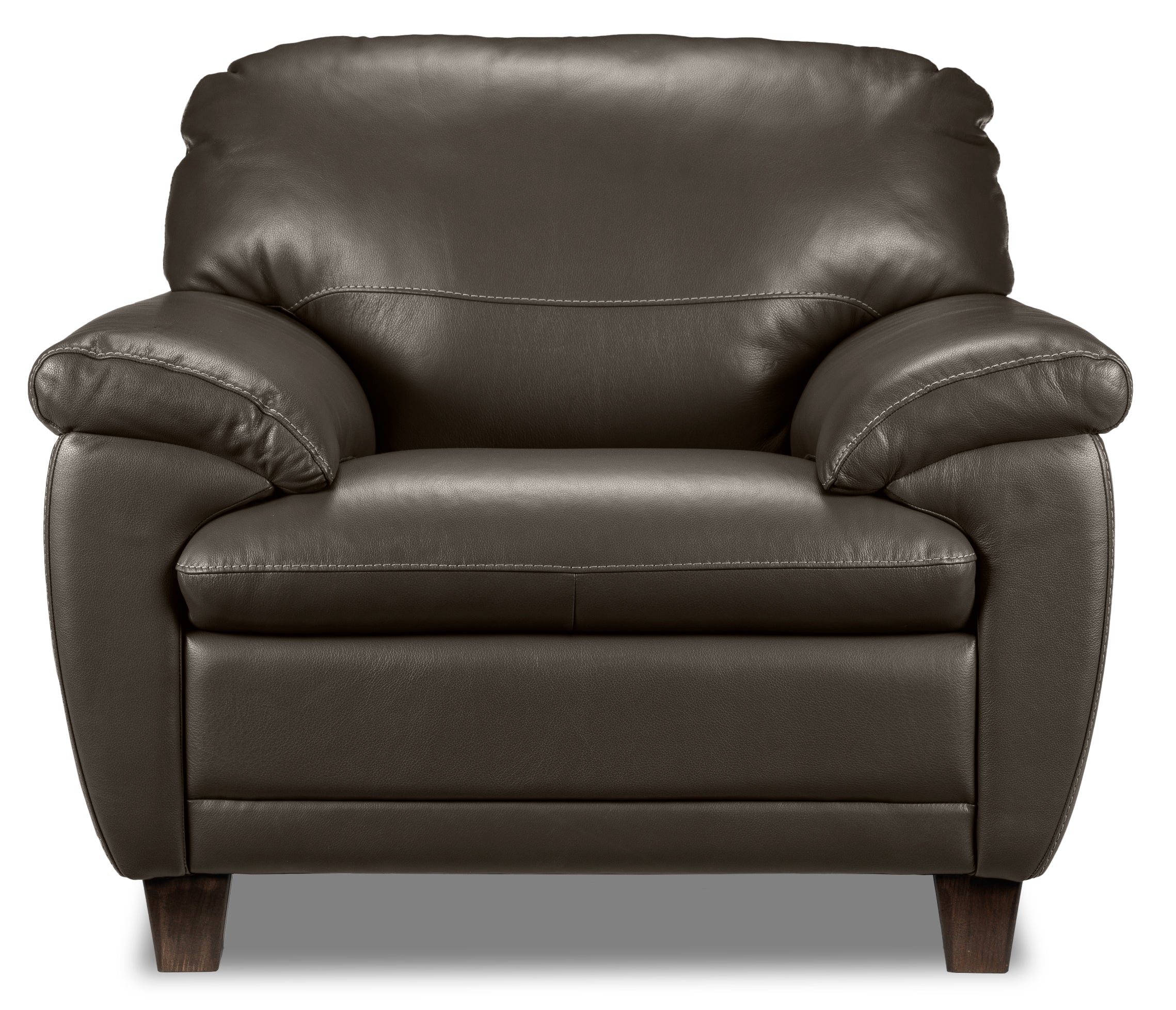 Leonardo Leather Sofa, Loveseat and Chair Set - Taupe