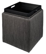 Zoey Ottoman - Charcoal Grey