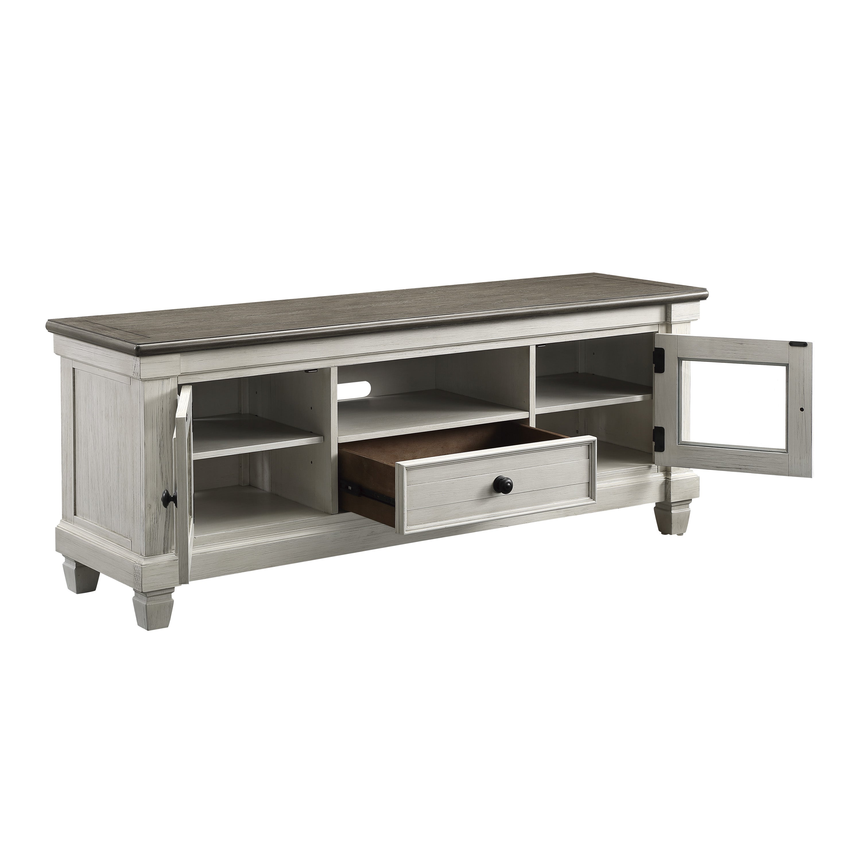 Harold TV Stand - Antique White and Brown
