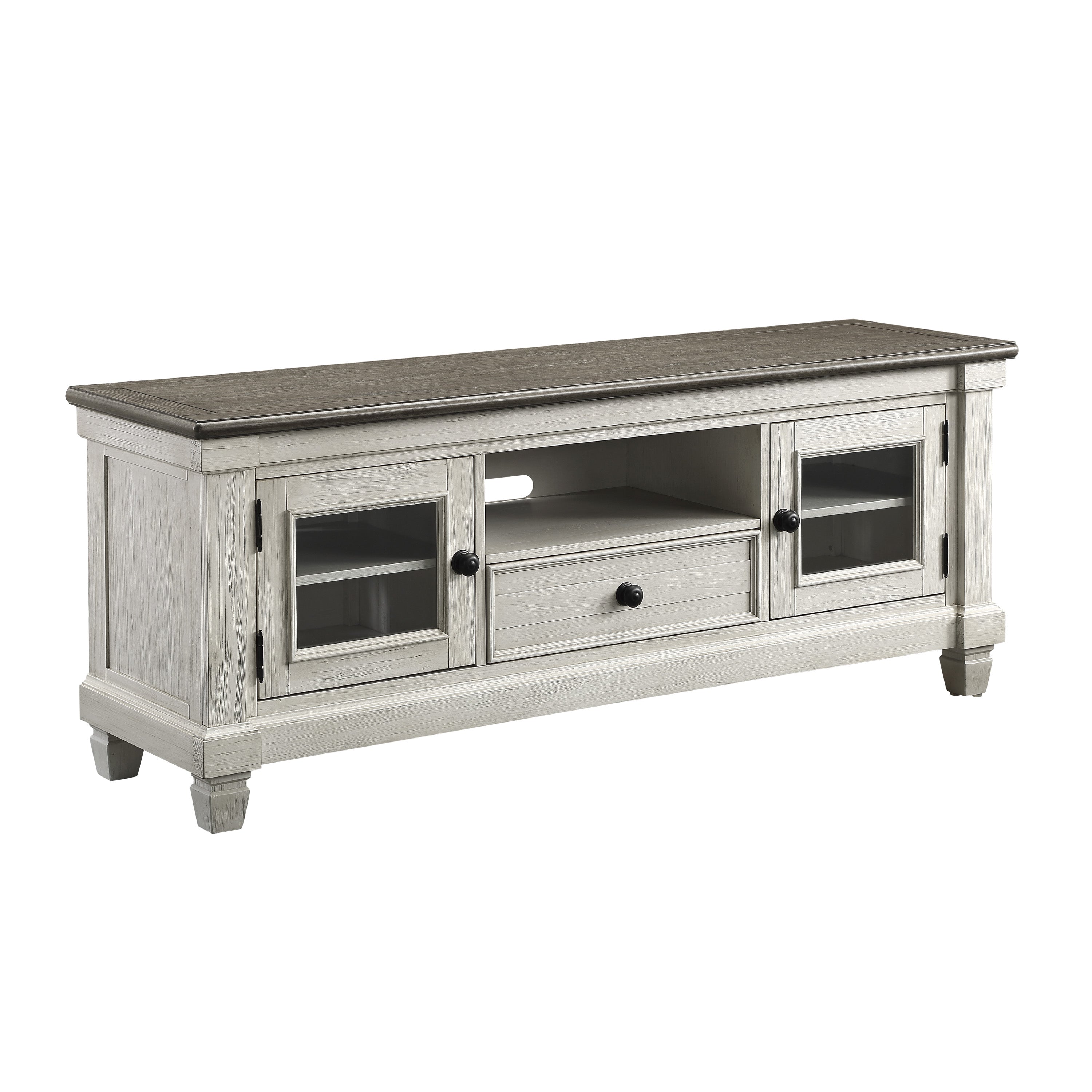 Harold TV Stand - Antique White and Brown