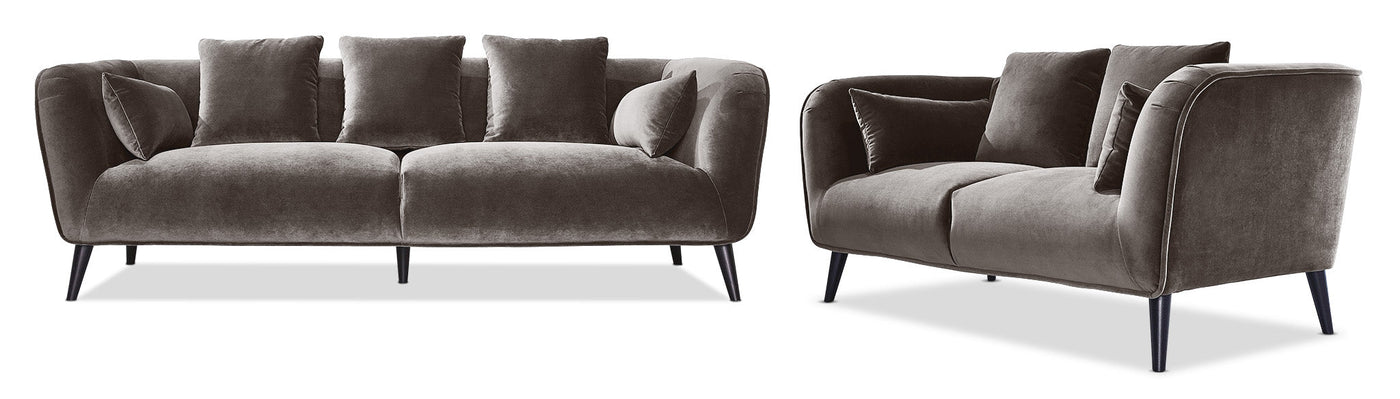 Maja Sofa and Loveseat Set - Dark Taupe
