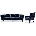 Maja Sofa and Accent Chair Set - Dark Blue