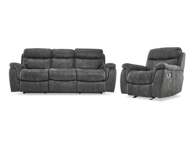 Morrow II Reclining Sofa and Glider Recliner Set - Grey